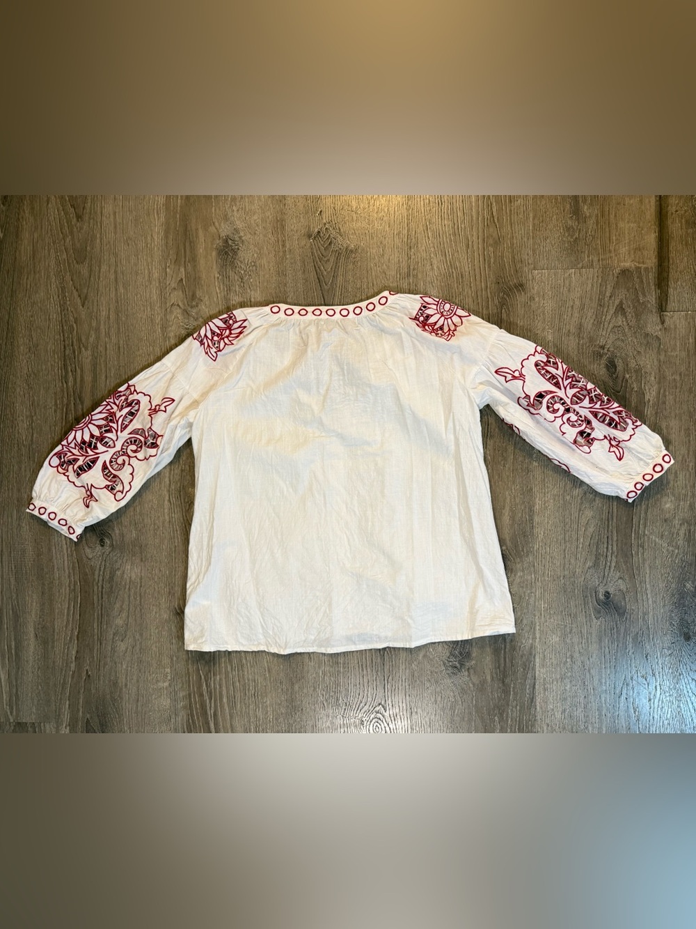 Anthropologie x RD + KOKO Linen blend Peasant Top - Picture 4 of 11